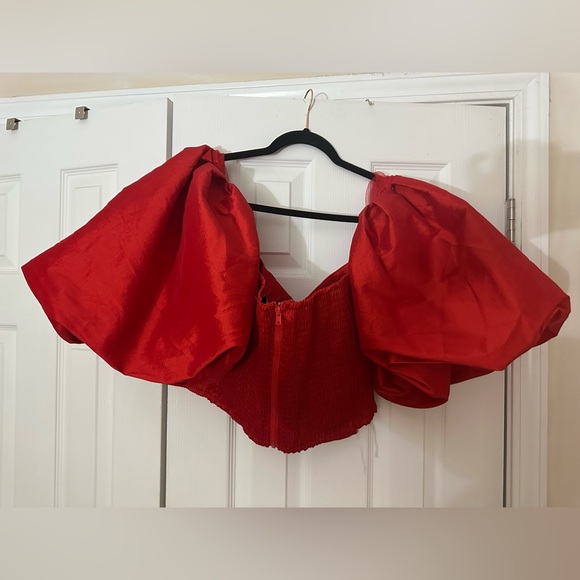 Love Highlight Red Puff Sleeve Off-The-Shoulder Top Size 3X - Picture 3 of 4